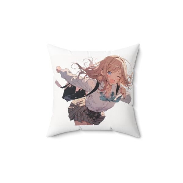 Blonde Smiling School Anime Girl Pillow Cushion