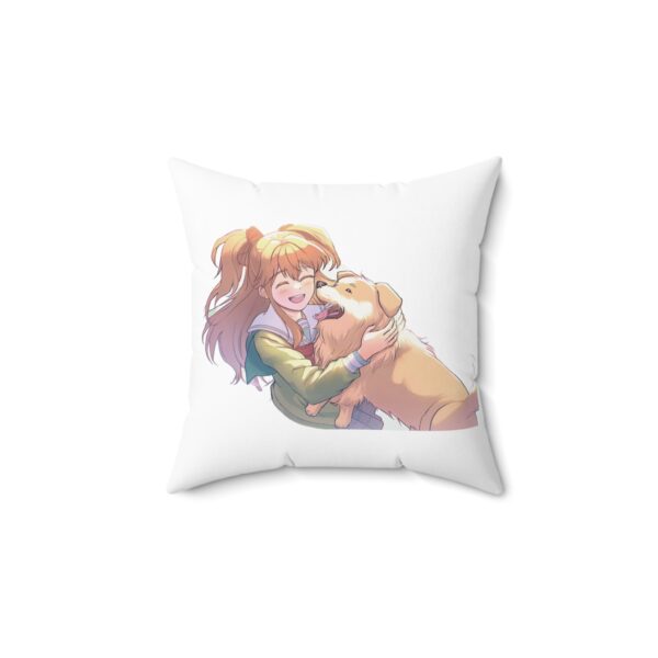 Cute Anime Girl With Dog Orange Hair Pillow Cushion